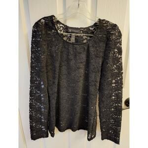 INC Woman's Black Lace Top Sz L